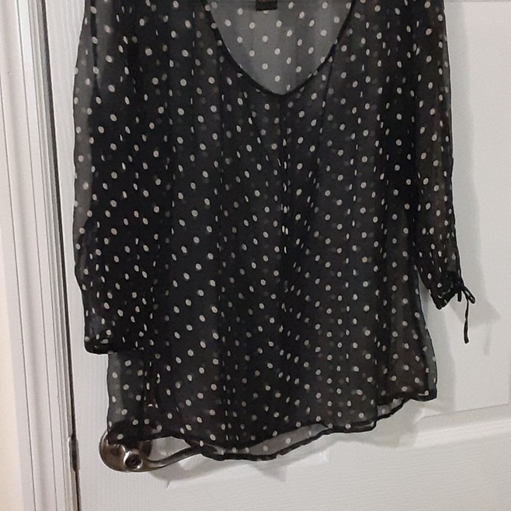 Black chiffon silk 3/4 sleeve blouse